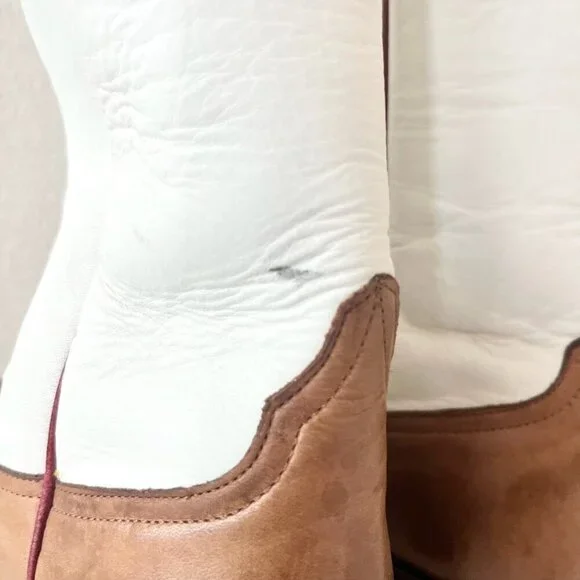 Rod Patrick Womens Knee High Cowboy Boots 11AA Brown White Cowgirl Western Tall - Picture 5 of 14
